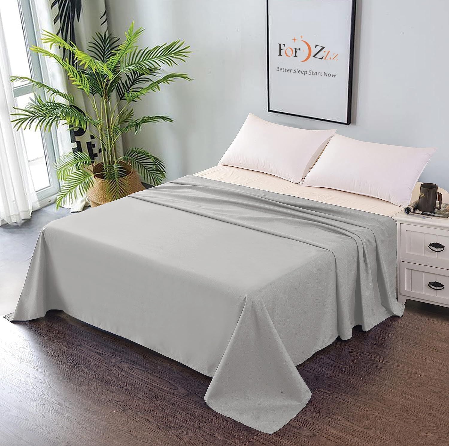 Elegant Comfort Premium Hotel Quality 1-Piece King Flat Sheet, Luxury and Softest 2000 Thread Count Bedding Flat Sheet(King,Ocean)