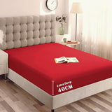 Hotel Quality Fitted Sheet - 1 Piece Fitted Sheet  -Breathable Bedding - Wrinkle, Fade, Stain Resistant- 16inch/40cm Deep Pocket Fitted Bed Sheet-Wrinkle and Fade Resistant,(Red,King Single)