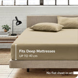 3 Piece Fitted Sheet Set- Fitted Sheet & Pillowcases -Breathable Bedding - Wrinkle, Fade, Stain Resistant- 40cm Deep Pocket Fitted Bed Sheet Set(Camel Beige,Queen)