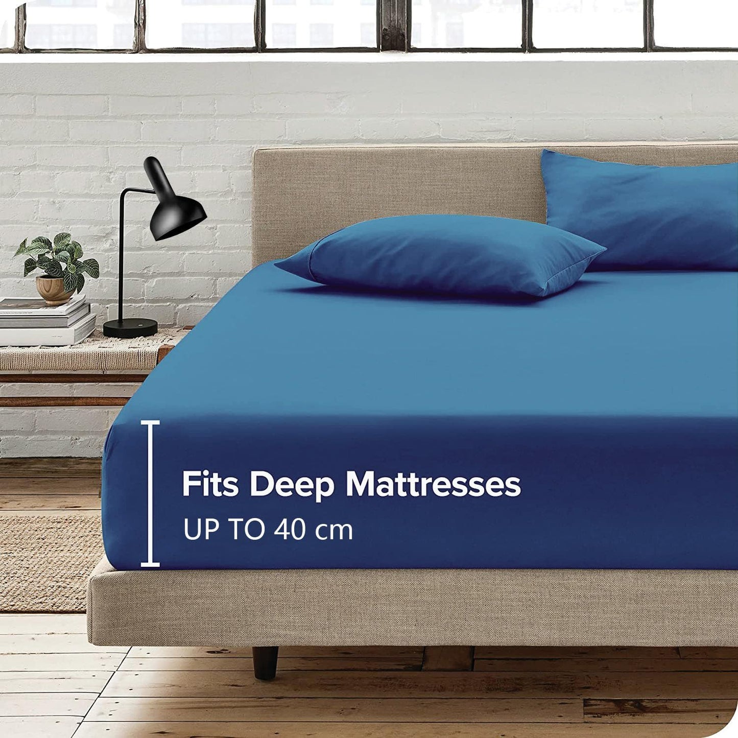 3 Piece Fitted Sheet Set- Fitted Sheet & Pillowcases -Breathable Bedding - Wrinkle, Fade, Stain Resistant- 40cm Deep Pocket Fitted Bed Sheet Set(Ocean,Super King)