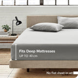 3 Piece Fitted Sheet Set- Fitted Sheet & Pillowcases -Breathable Bedding - Wrinkle, Fade, Stain Resistant- 40cm Deep Pocket Fitted Bed Sheet Set(Silver-gray,Super King)