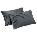 1000TC Ultra Soft Microfiber Pillowcases,Pair of Standard Pillow Covers,（Dark gray, Standard Size, 48x74 cm)