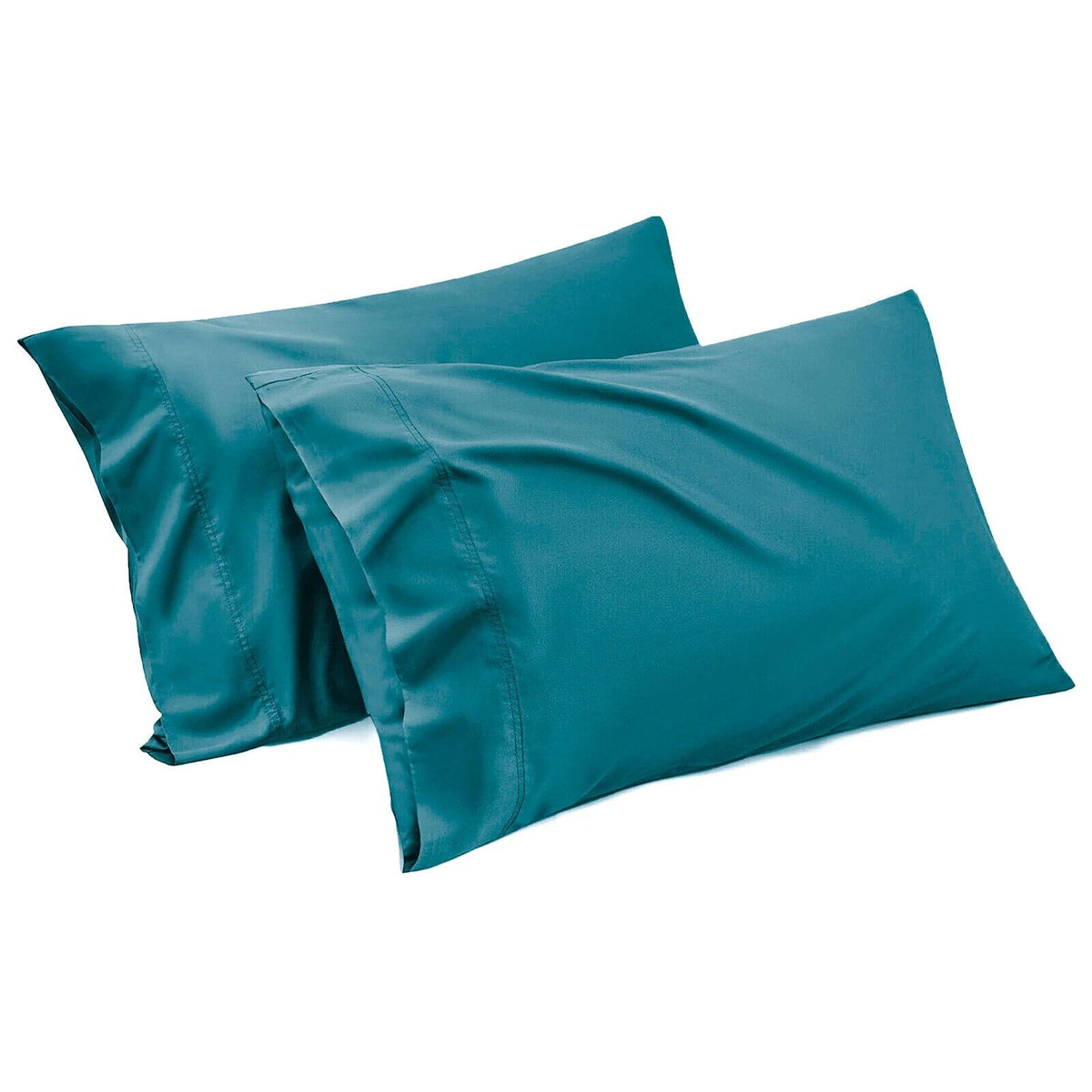 1000TC Ultra Soft Microfiber Pillowcases,Pair of Standard Pillow Covers,（Blue green, Standard Size, 48x74 cm)