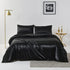 Satin Quilt cover Set Hotel 3 Pieces Quilt cover with Pillowcase, Art Silk Bedding Set-Luxury Soft Silky pillowcase for Hair and Skin, Similar to Silk Duvet/Donna Cover Set- 3 Pieces(Double,Black)