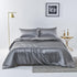 Satin Quilt cover Set Hotel 3 Pieces Quilt cover with Pillowcase, Art Silk Bedding Set-Luxury Soft Silky pillowcase for Hair and Skin, Similar to Silk Duvet/Donna Cover Set- 3 Pieces(Double,Grey)
