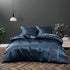 Satin Quilt cover Set Hotel 3 Pieces Quilt cover with Pillowcase, Art Silk Bedding Set-Luxury Soft Silky pillowcase for Hair and Skin, Similar to Silk Duvet/Donna Cover Set- 3 Pieces(Double,Navy)