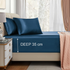 Satin Fitted Sheet Set Hotel 3 Pieces Fitted Sheet with Pillowcase, Art Silk Bedding Set-Luxury Soft Silky Sheets for Hair and Skin, Similar to Silk Fitted Sheets Set 3 Pieces(Double,Navy)