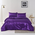 Satin Quilt cover Set Hotel 3 Pieces Quilt cover with Pillowcase, Art Silk Bedding Set-Luxury Soft Silky pillowcase for Hair and Skin, Similar to Silk Duvet/Donna Cover Set- 3 Pieces(King,Purple)