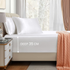Satin Fitted Sheet Set Hotel 3 Pieces Fitted Sheet with Pillowcase, Art Silk Bedding Set-Luxury Soft Silky Sheets for Hair and Skin, Similar to Silk Fitted Sheets Set 3 Pieces(Super King,White)