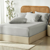3 Piece Hotel Bamboo Cooling Fitted Sheet Set & Pillowcase -Ultra Soft 2000TC Breathable Fitted Bed Sheets Set with 37 Centimetre Deep Pocket-Cooling Sheets for Hot Sleepers(Silver-gray,King)