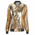 Women Sequin Baseball Jacket HANCY Loose Polyester Gold L European and American explosions