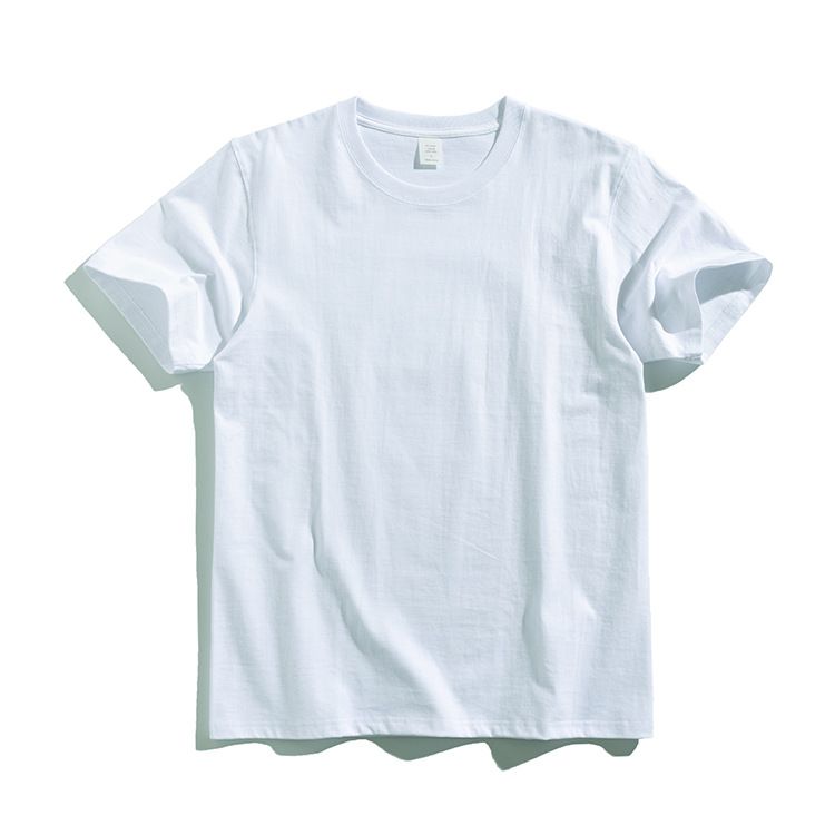 270g Cotton T Shirt Men Short Sleeve Crewneck White XXL (suitable for 77.50 kg-85.00 kg