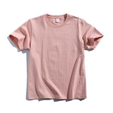 270g Cotton T Shirt Men Short Sleeve Crewneck Pink XXXL (suitable for 85.00 kg-95.00 kg