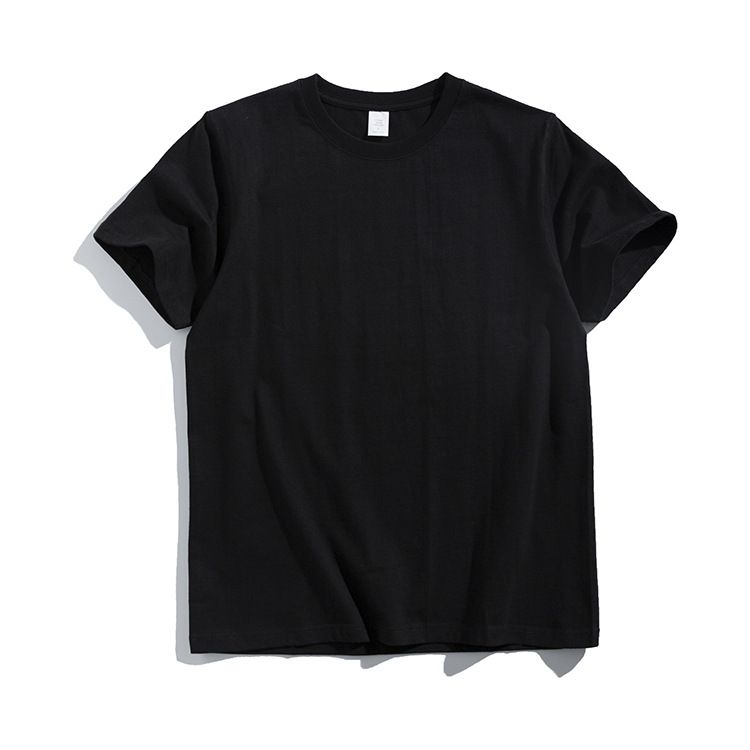270g Cotton T Shirt Men Short Sleeve Crewneck Black XXL (suitable for 77.50 kg-85.00 kg