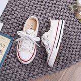 OPOEE Kids Canvas Shoes Low Top Lace Up White 22