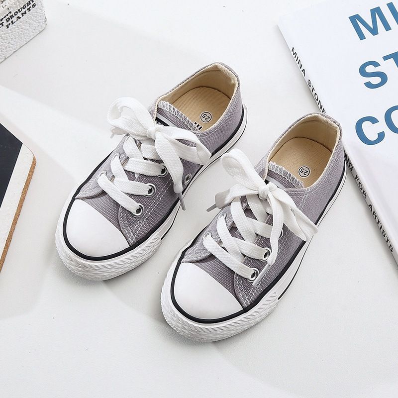 OPOEE Kids Canvas Shoes Low Top Lace Up Grey 24