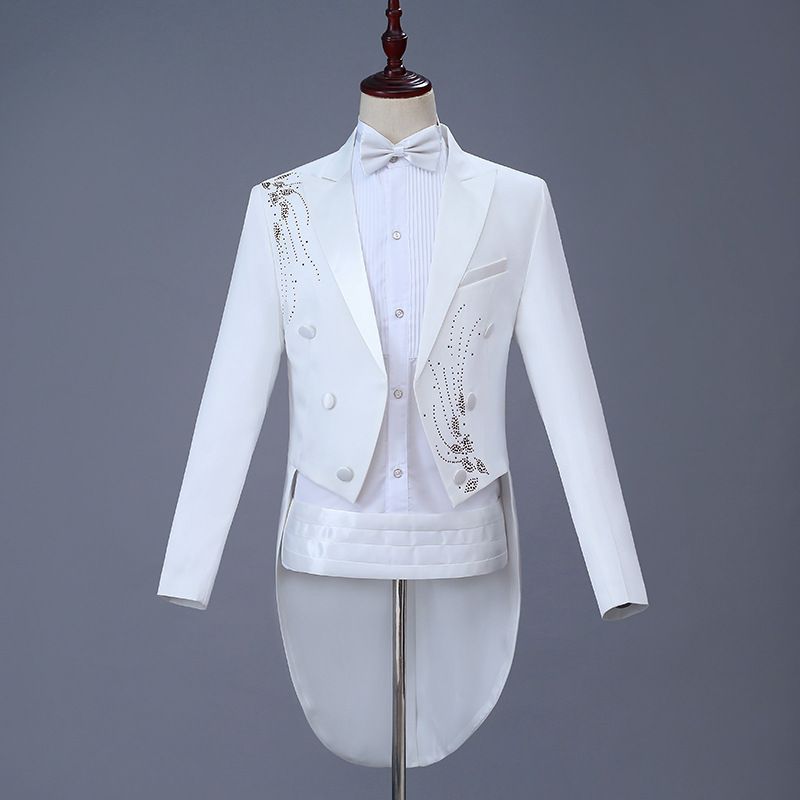 Men Slim Tuxedo Suit Stage Performance Formal Wear Black Diamond