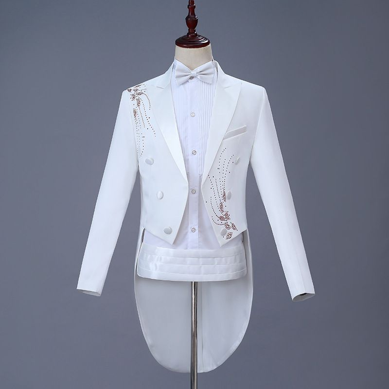 Men Slim Tuxedo Suit Stage Performance Formal Wear Red Diamond