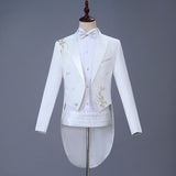 Men Slim Tuxedo Suit Stage Performance Formal Wear Gold drill