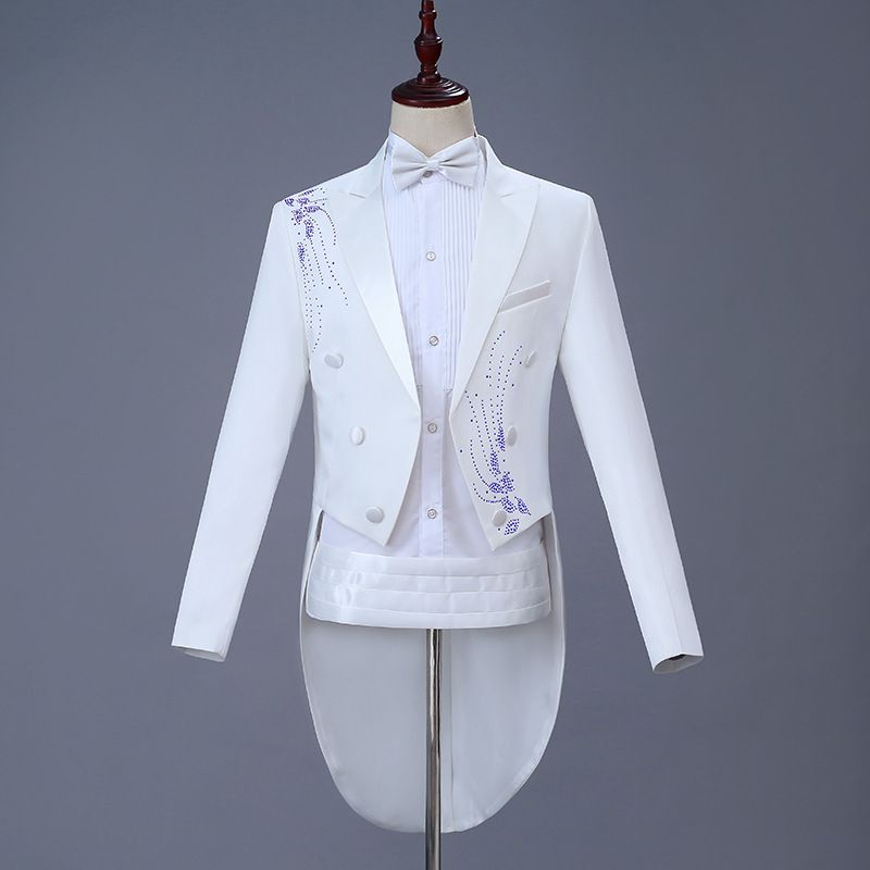 Men Slim Tuxedo Suit Stage Performance Formal Wear Purple Drill