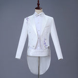 Men Slim Tuxedo Suit Stage Performance Formal Wear Purple Drill