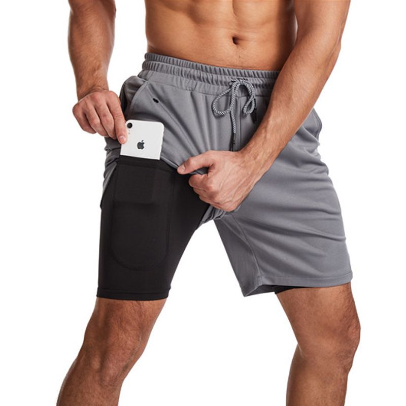 MUSCLE BURNING Men Running Shorts Quick Dry 5 Inch Grey