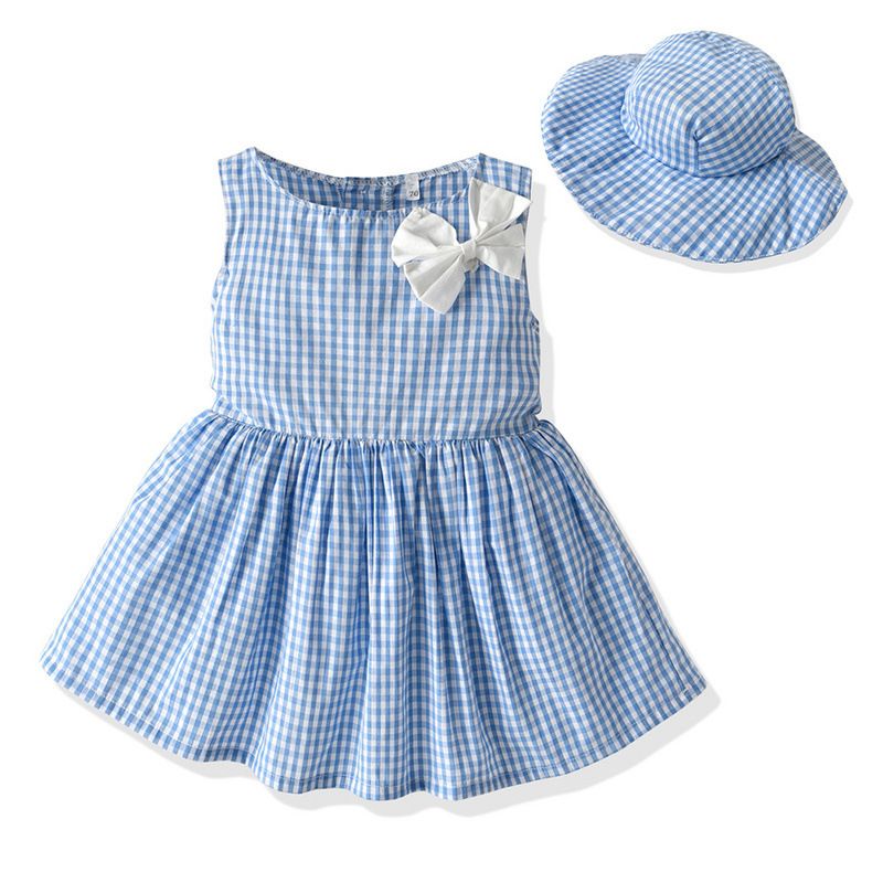 Tem Doger Boy Plaid Shirt Shorts Set Light Blue 90cm