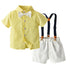 Tem Doger Boy Plaid Shirt Shorts Set Gold 70cm