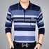 Men Pullover Collar Striped Knitwear Breathable... Silver