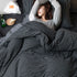 SHANGPIN Cotton Bedding Set Stripe 60 Thread Count 1.2m bed hat [quilt cover 150*200/bed hat 120*200] three-piece set