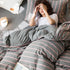 SHANGPIN Cotton Bedding Set Stripe 60 Thread Count 1.8m bed hat [quilt cover 200*230/bed hat 180*200] four-piece set