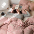 SHANGPIN Cotton Bedding Set Stripe 60 Thread Count 1.5m bed hat [quilt cover 200*230/bed hat 150*200] four-piece set