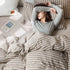 SHANGPIN Cotton Bedding Set Stripe 60 Thread Count 1.5m bed hat [quilt cover 200*230/bed hat 150*200] four-piece set