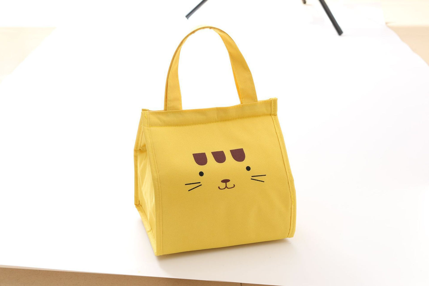 Children Lunch Bag Portable Insulated Oxford Cloth Cat Cat Head Yellow B3-2