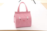 Children Lunch Bag Portable Insulated Oxford Cloth Cat Cat Head pink B3-3