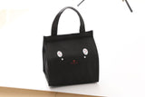 Children Lunch Bag Portable Insulated Oxford Cloth Cat Cat Head black B3-1