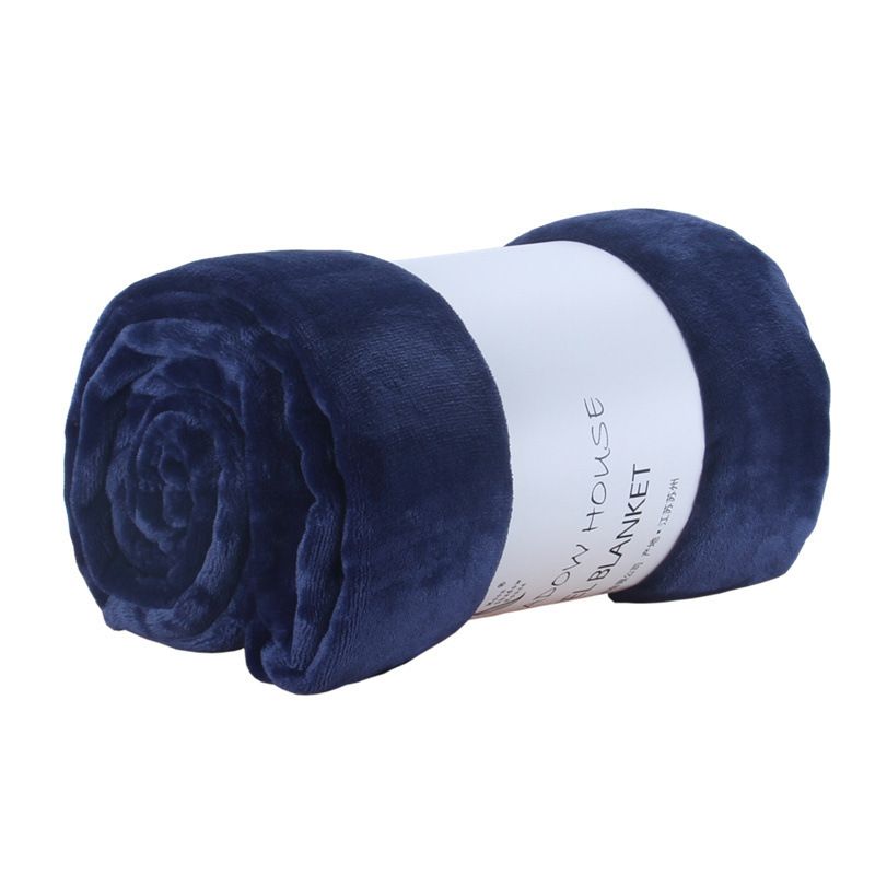 North East Flannel Blanket Polyester Solid Color Dark blue 100cmX150cm