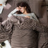 SHANGPIN Cotton Bedding Set Stripe 60 Thread Count 1.2m bed hat [quilt cover 150*200/bed hat 120*200] three-piece set
