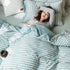 SHANGPIN Cotton Bedding Set Stripe 60 Thread Count 1.8m bed hat [quilt cover 200*230/bed hat 180*200] four-piece set