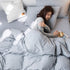 SHANGPIN Cotton Bedding Set Stripe 60 Thread Count 1.8m bed hat [quilt cover 200*230/bed hat 180*200] four-piece set