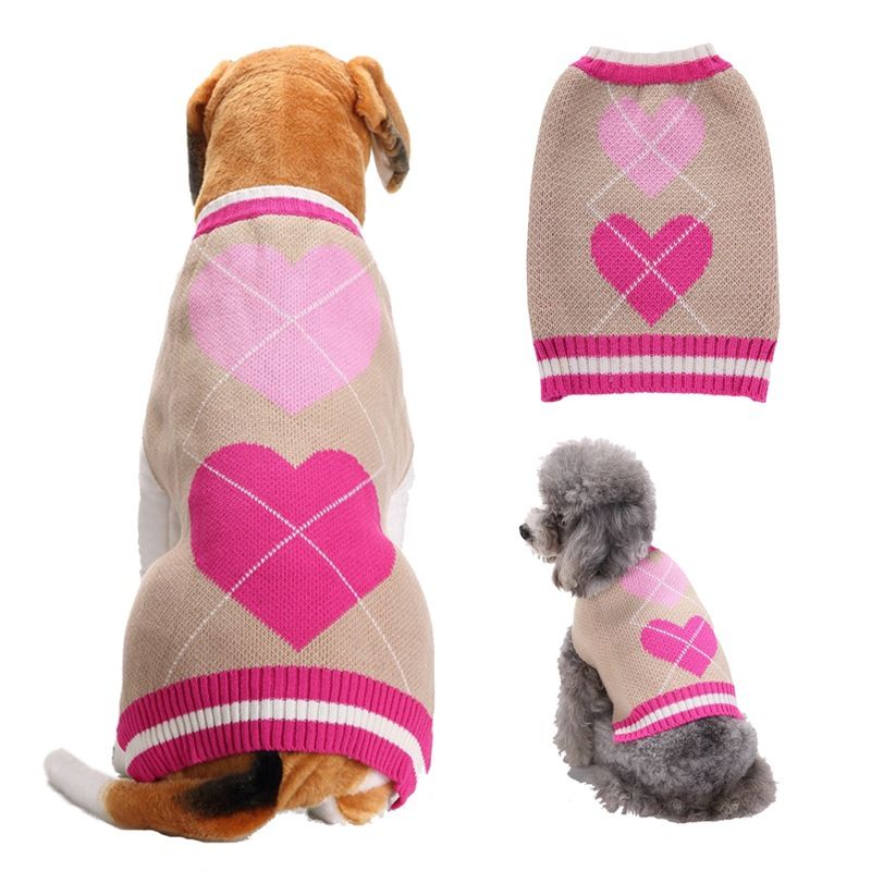 Dog Sweater Acrylic Knit Christmas Double Love M Size: M; Neck (cm): 28-32; Bust (cm): 38-44; Back length (cm): 26-30; Recommended pet weight (kg): 4.5 - 7.0