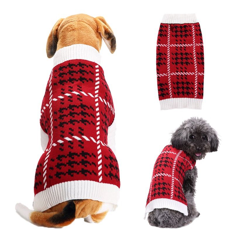 Dog Sweater Acrylic Knit Christmas European and American large lattice XL Size: XL; Neck (cm): 38-44; Bust (cm): 50-58; Back length (cm): 36-40; Recommended pet weight (kg): 10.0 - 15.0