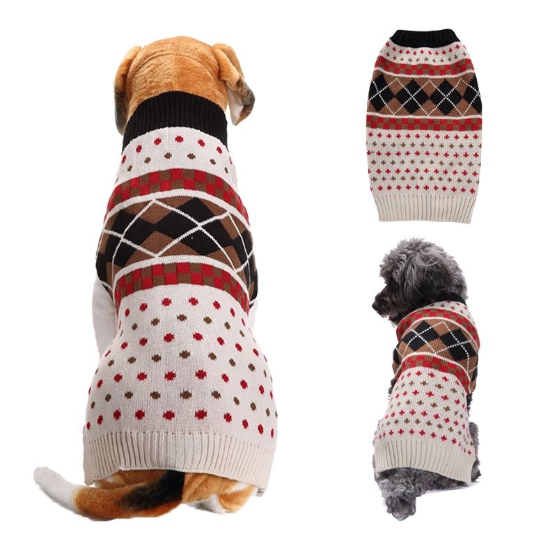 Dog Sweater Acrylic Knit Christmas DIAMOND CHECK XL Size: XL; Neck (cm): 38-44; Bust (cm): 50-58; Back length (cm): 36-40; Recommended pet weight (kg): 10.0 - 15.0