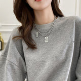 Hip Hop Necklace Zinc Alloy Twist Chain Unisex Non-detachable double-layer iron chain circumference 43+5