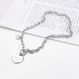 Hip Hop Necklace Zinc Alloy Twist Chain Unisex Peach heart iron chain circumference 41