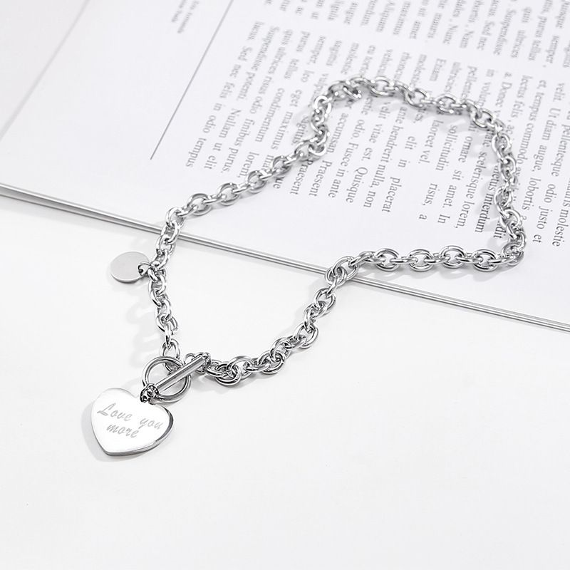 Hip Hop Necklace Zinc Alloy Twist Chain Unisex Peach heart iron chain circumference 41