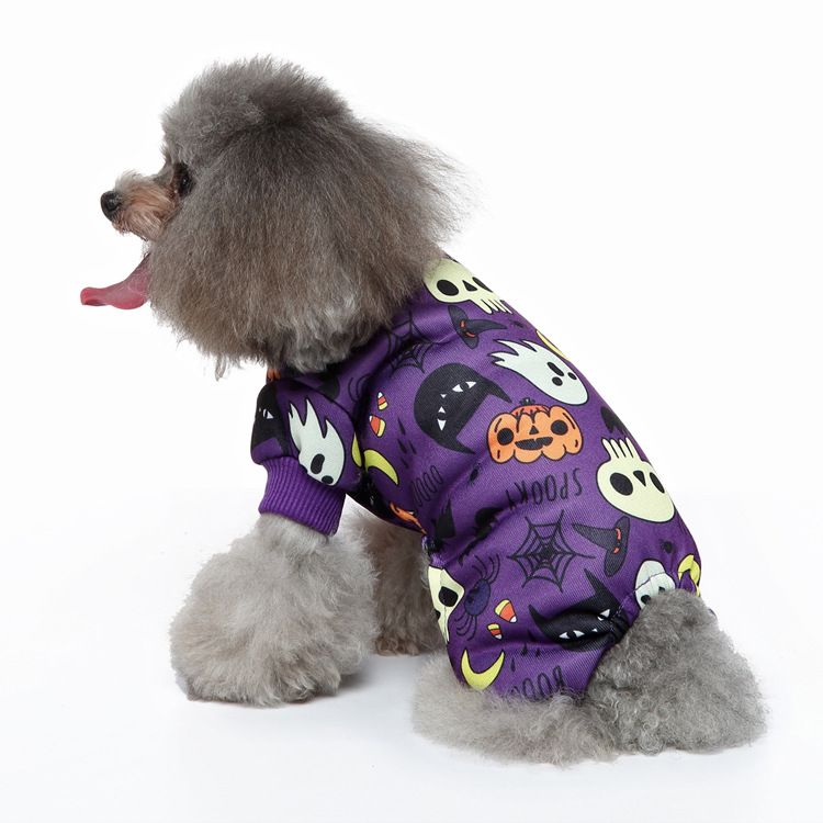 MEIQIPETBABY Dog Costume Polyester Small Breed SDZ142 Purple Skull XL Size: XL; Neck (cm): 38-44; Bust (cm): 50-58; Back length (cm): 36-40; Recommended pet weight (kg): 10.0 - 15.0