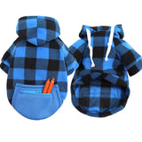 Wonderful Pet Sweater Plaid Zipper Pocket Wool Zipper Pocket Blue and Black L (chest circumference 47 back length 35cm)