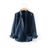 Ma Ke Linen Shirt Men Long Sleeve Lapel D031 Navy XXL