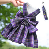 Plaid Pet Dog Cat Vest Harness with Skirt 273 skirt traction deep purple lattice XXL (recommended 7.00 kg-10.00 kg pets)